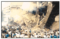 Damage from truck bomb exploded by LTTE in Colombo, 31 January.