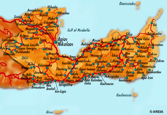 Map of Lassithi Perfecture